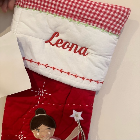 Pottery Barn Kids Quilted Brunette Fairy Christmas Stocking Leona - Picture 4 of 5